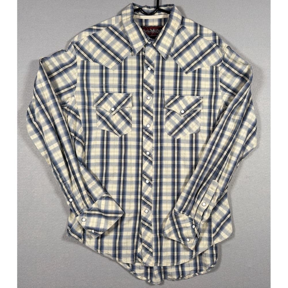 Rock & Roll Cowboy Men's Long Sleeve Pearl Snap Collared Shirt - Size Large